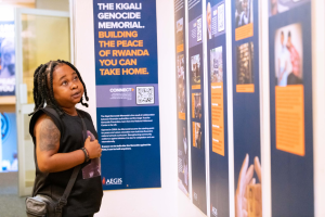 A young visitor at the Kigali Genocide Memorial.