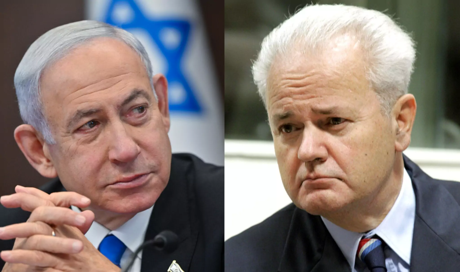 Photos of Benjamin Netanyahu and Slobodan Milosevic