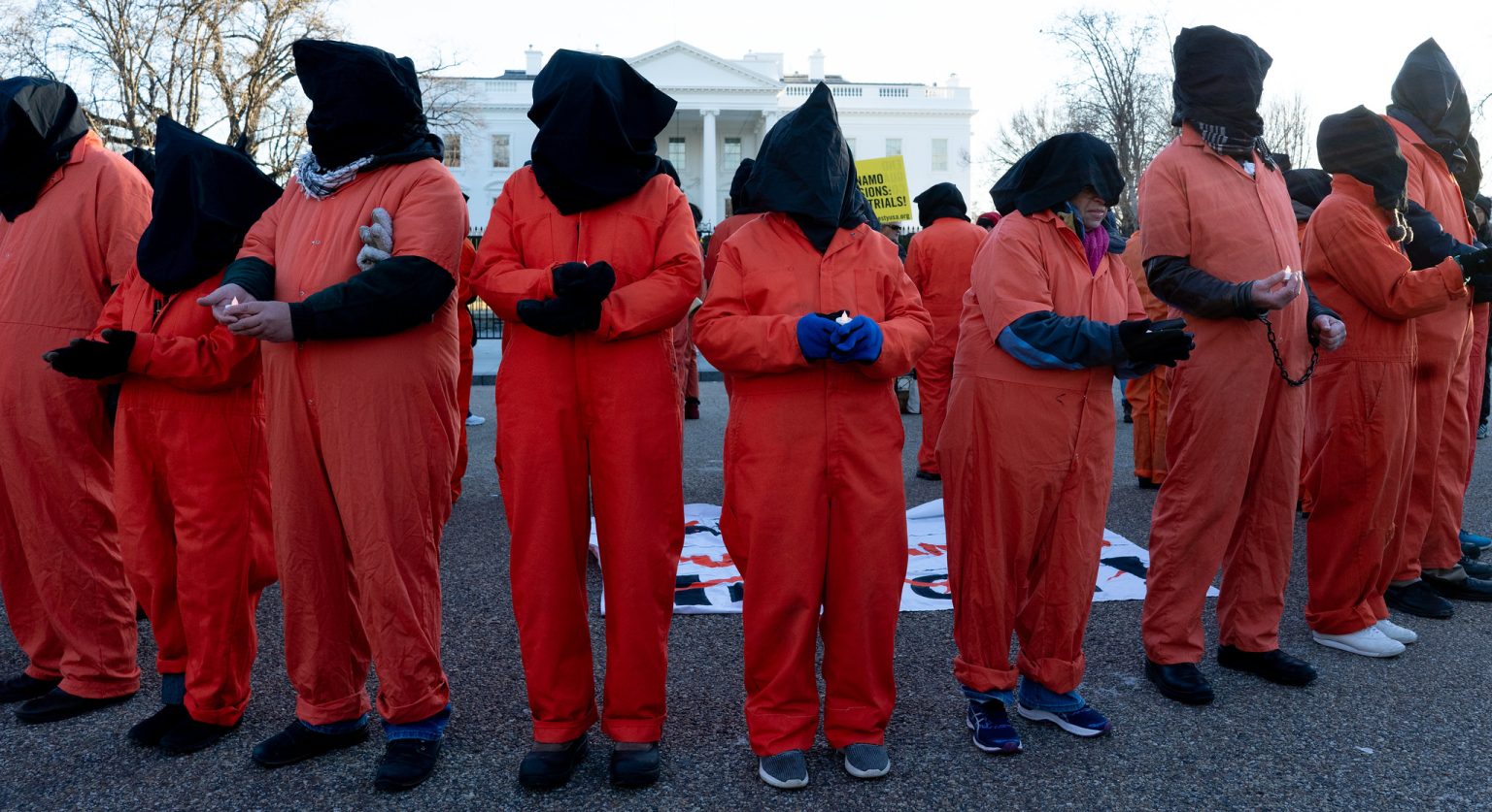 Protest in front of the White House on the 17th anniversary of Guantanamo Bay, 1/11/19