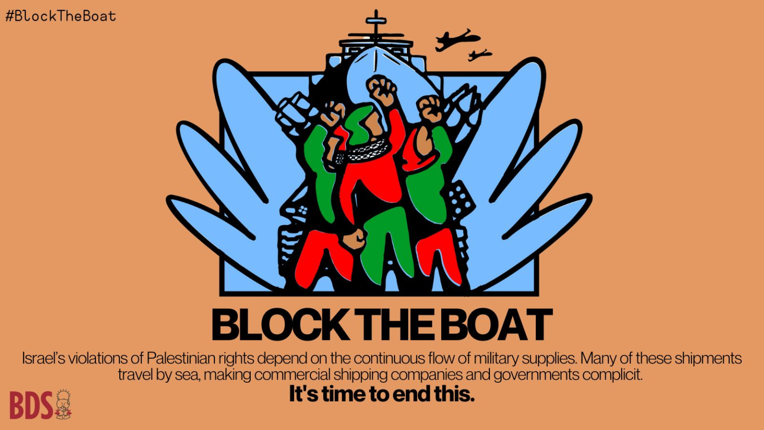 Poster for the #BlockTheBoat movement