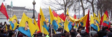 Abdullah Ćcalanās Isolation May Be Coming to an End Photo of Kurdistan Workers Party supporters in London, April 2003