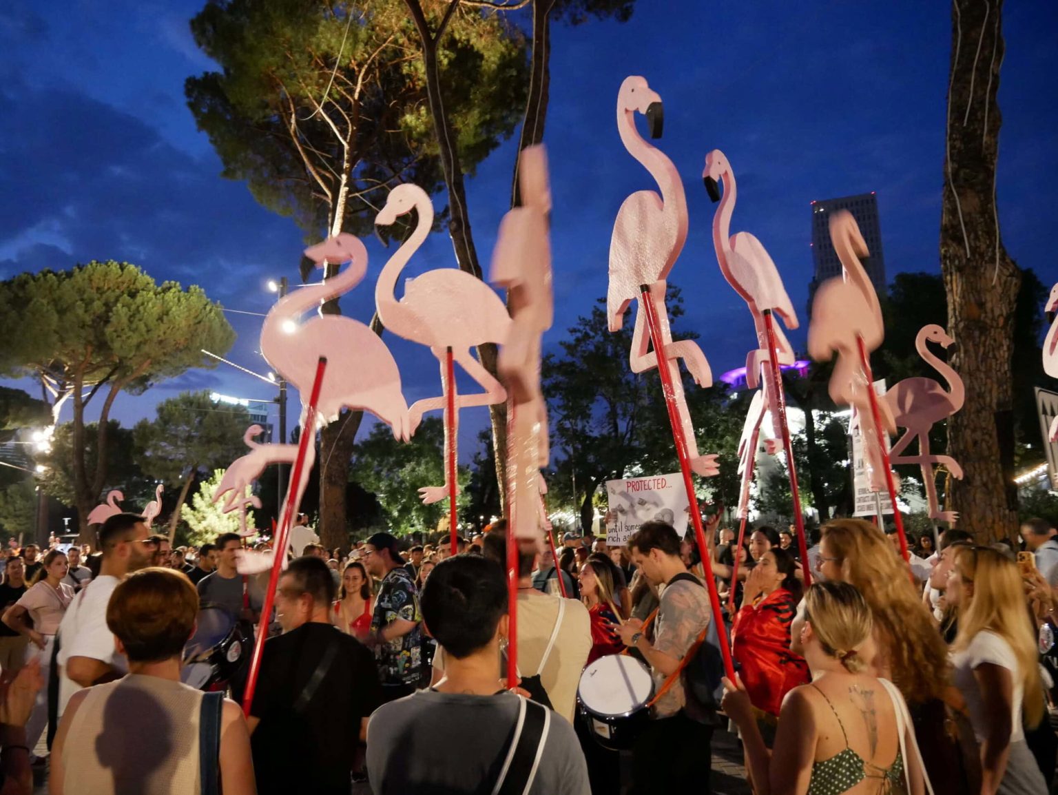 Pink Flamingos and Yellow Vests